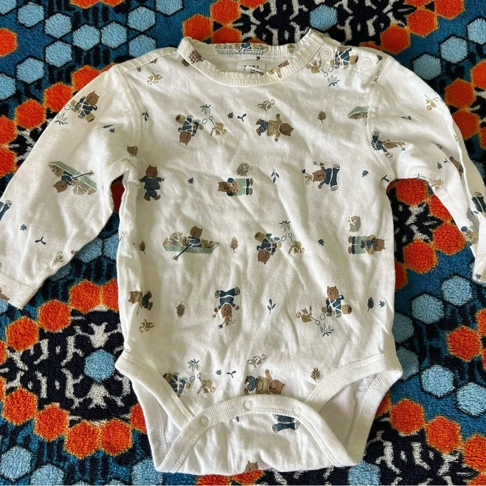 Gap Baby Boy Cotton Long Sleeve Bears onesie